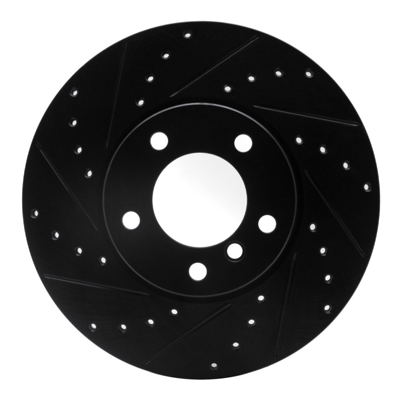 BMW 430i xDrive Brake Rotor (1) - Front Left - R1 Concepts - Drilled & Slotted - Black - `07-`21